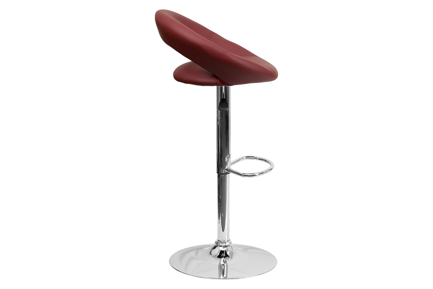 BLNK Brook Vinyl Rounded Orbit-Style Back Adjustable Height Bar Stool with Chrome Base - Burgundy