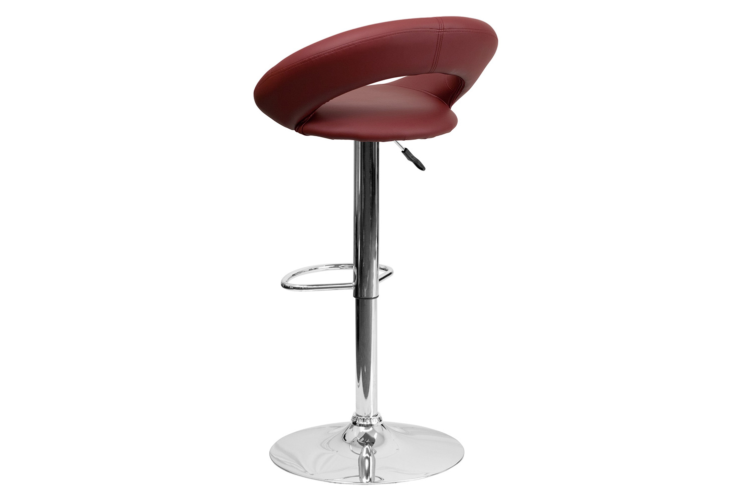 BLNK Brook Vinyl Rounded Orbit-Style Back Adjustable Height Bar Stool with Chrome Base - Burgundy