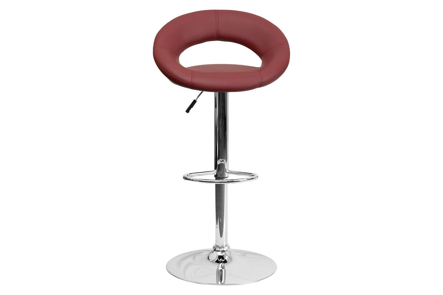 BLNK Brook Vinyl Rounded Orbit-Style Back Adjustable Height Bar Stool with Chrome Base - Burgundy