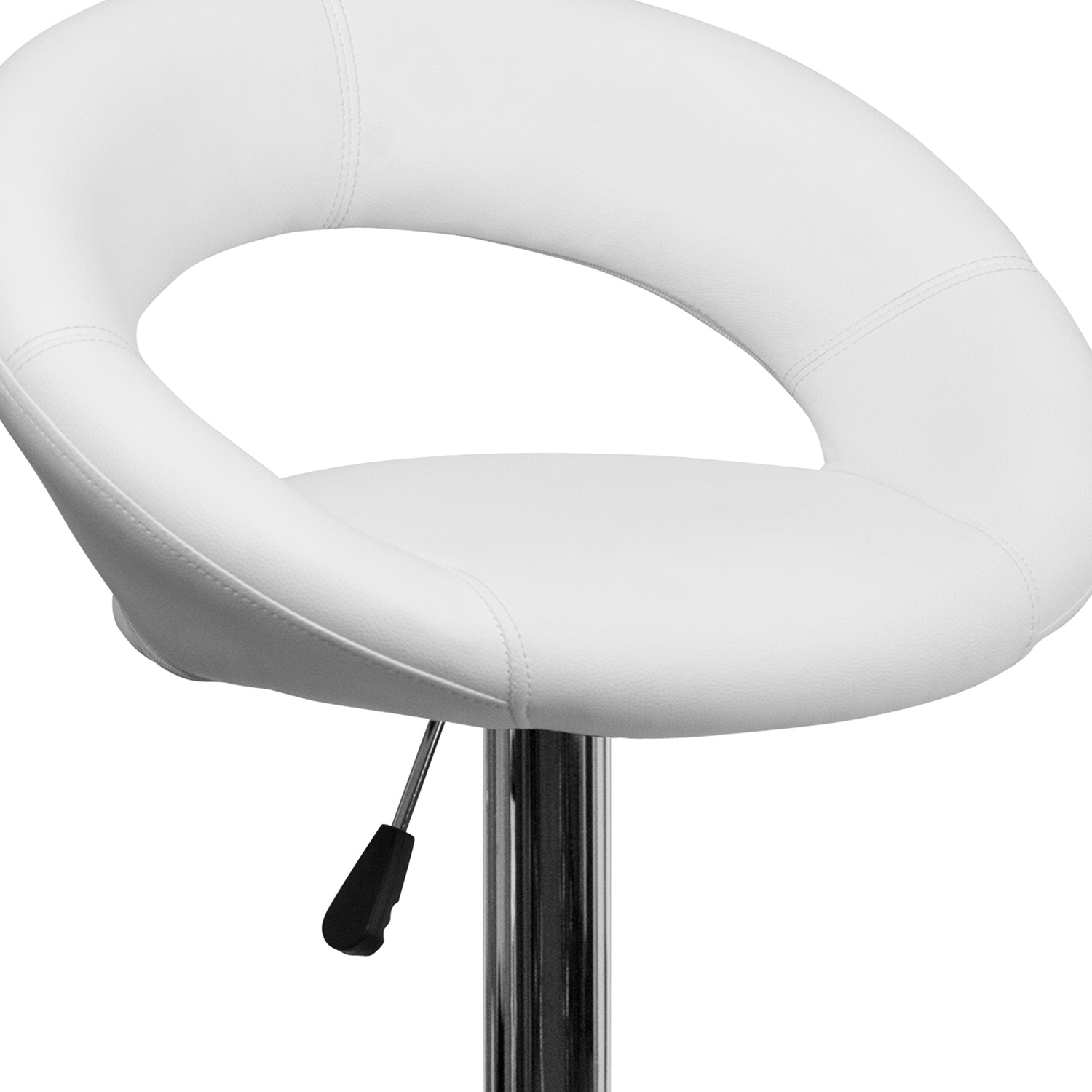 BLNK Brook Vinyl Rounded Orbit-Style Back Adjustable Height Bar Stool with Chrome Base - White