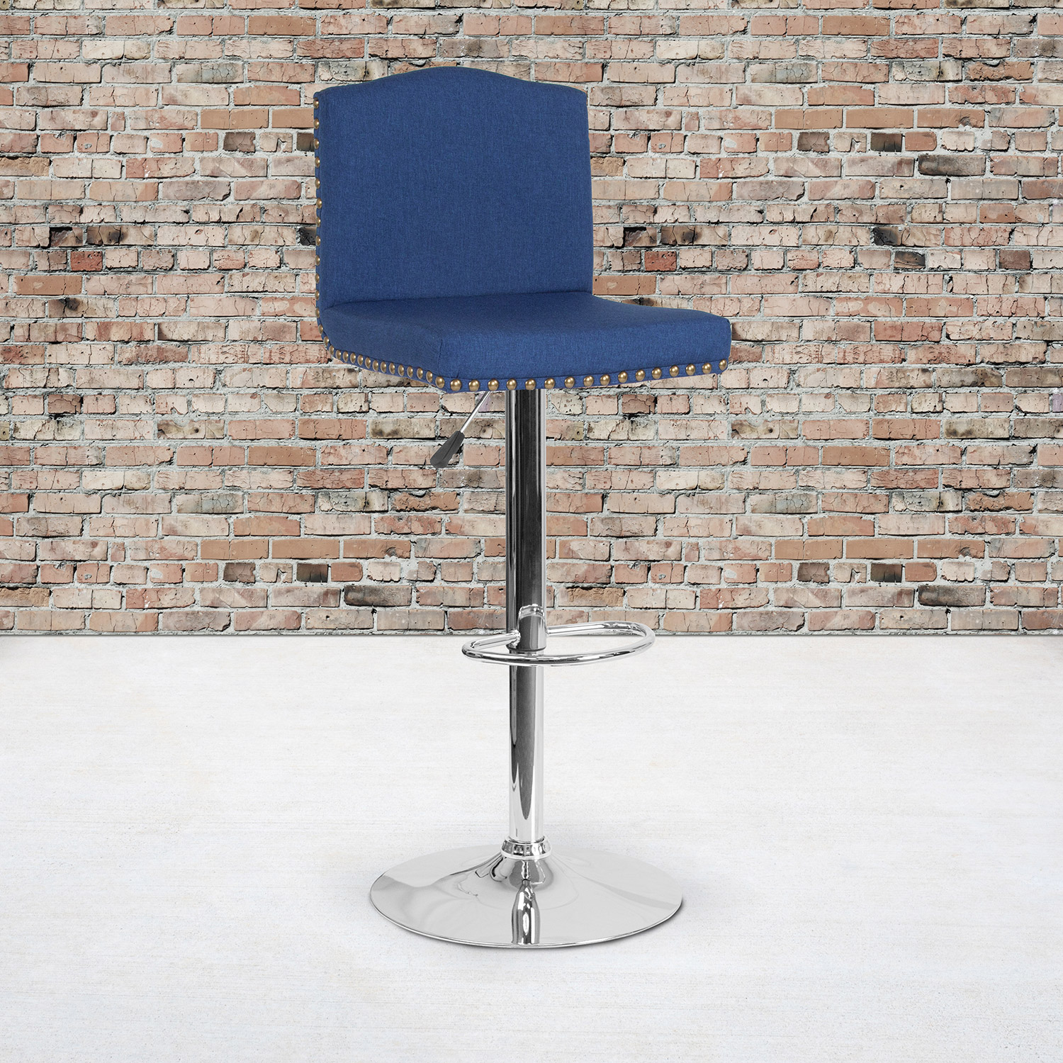 BLNK Bellagio Fabric Adjustable Height Bar Stool with Accent Nail Trim