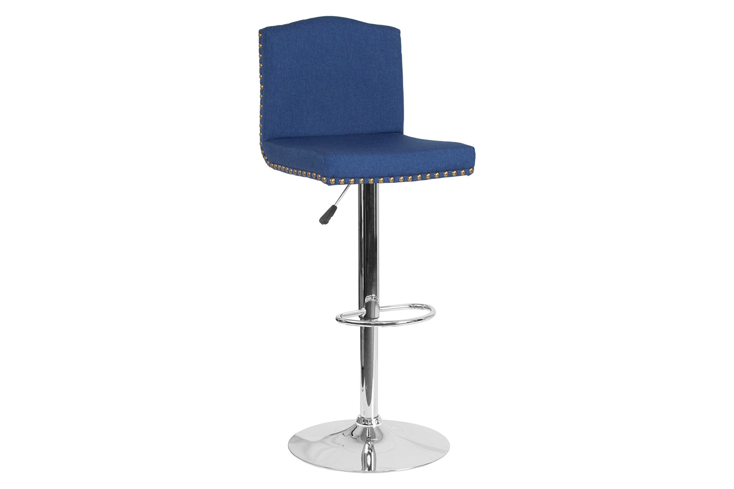 BLNK Bellagio Fabric Adjustable Height Bar Stool with Accent Nail Trim - Blue