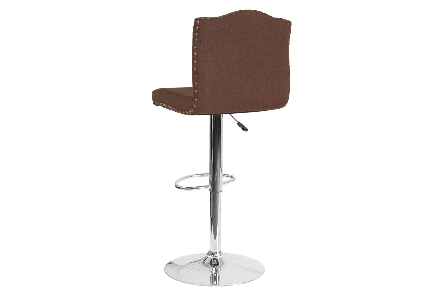 BLNK Bellagio Fabric Adjustable Height Bar Stool with Accent Nail Trim - Brown