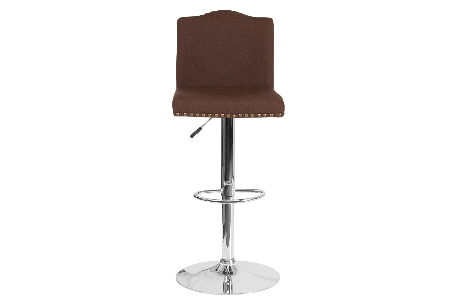 BLNK Bellagio Fabric Adjustable Height Bar Stool with Accent Nail Trim - Brown