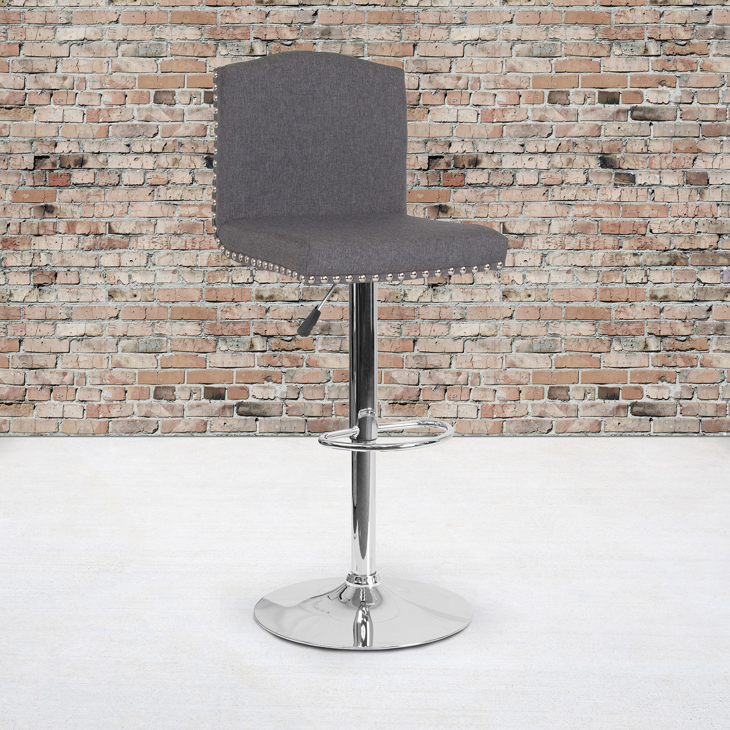 BLNK Bellagio Fabric Adjustable Height Bar Stool with Accent Nail Trim