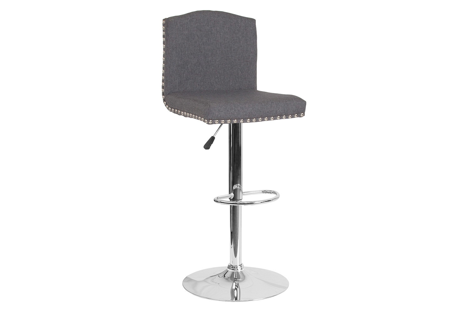 BLNK Bellagio Fabric Adjustable Height Bar Stool with Accent Nail Trim - Dark Gray