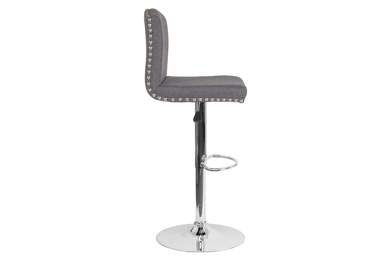 BLNK Bellagio Fabric Adjustable Height Bar Stool with Accent Nail Trim - Dark Gray