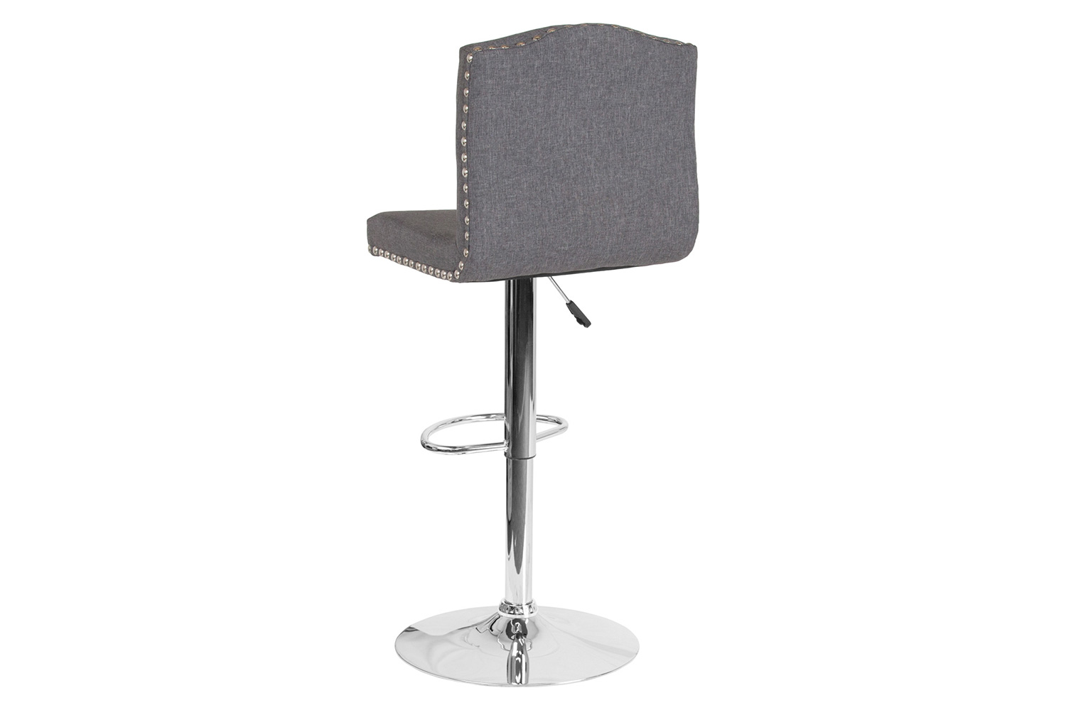 BLNK Bellagio Fabric Adjustable Height Bar Stool with Accent Nail Trim - Dark Gray