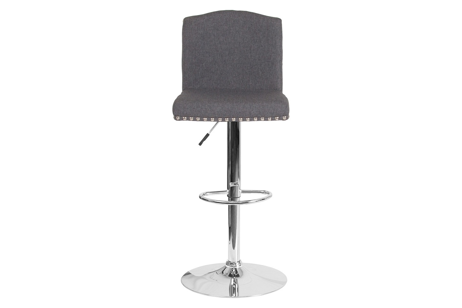 BLNK Bellagio Fabric Adjustable Height Bar Stool with Accent Nail Trim - Dark Gray