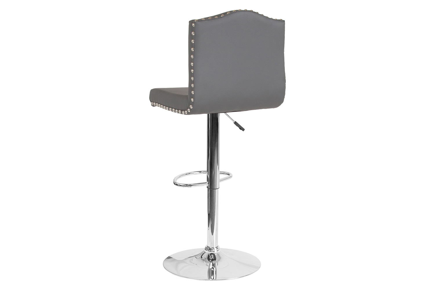 BLNK Bellagio LeatherSoft Adjustable Height Bar Stool with Accent Nail Trim - Gray