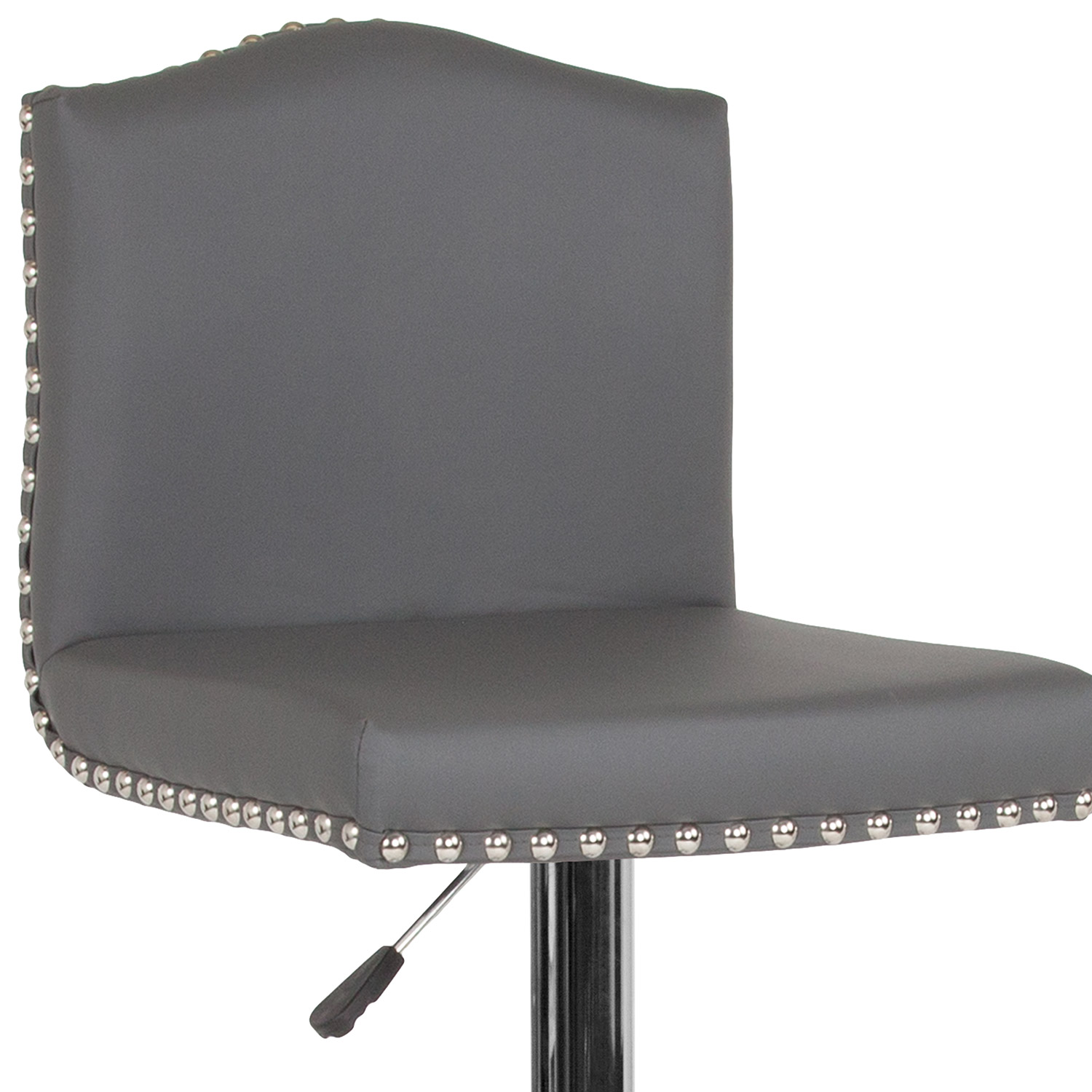 BLNK Bellagio LeatherSoft Adjustable Height Bar Stool with Accent Nail Trim - Gray