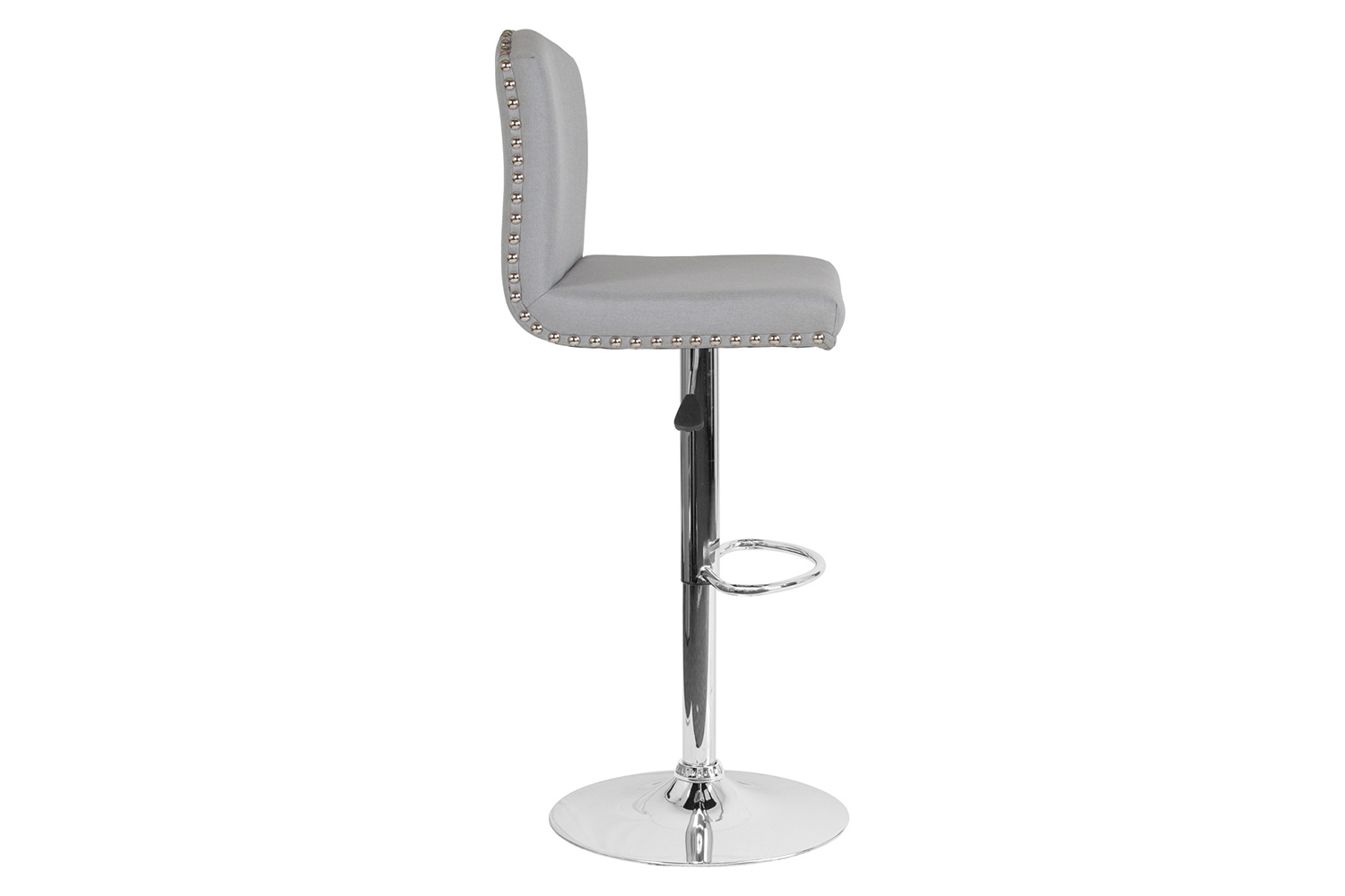 BLNK Bellagio Fabric Adjustable Height Bar Stool with Accent Nail Trim - Light Gray