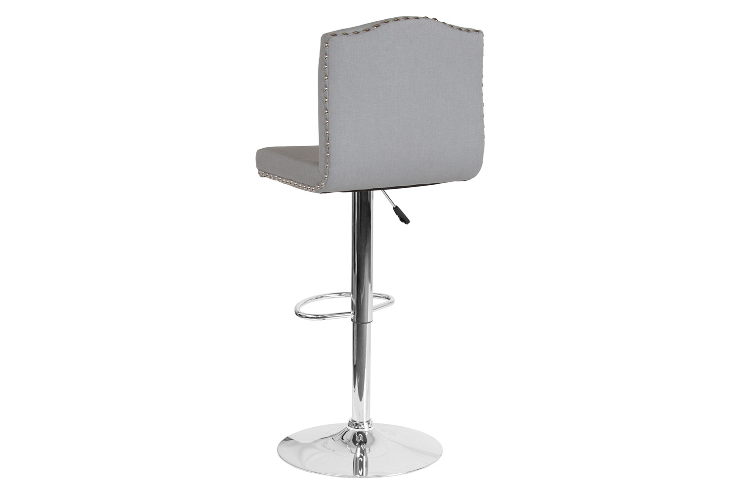 BLNK Bellagio Fabric Adjustable Height Bar Stool with Accent Nail Trim - Light Gray