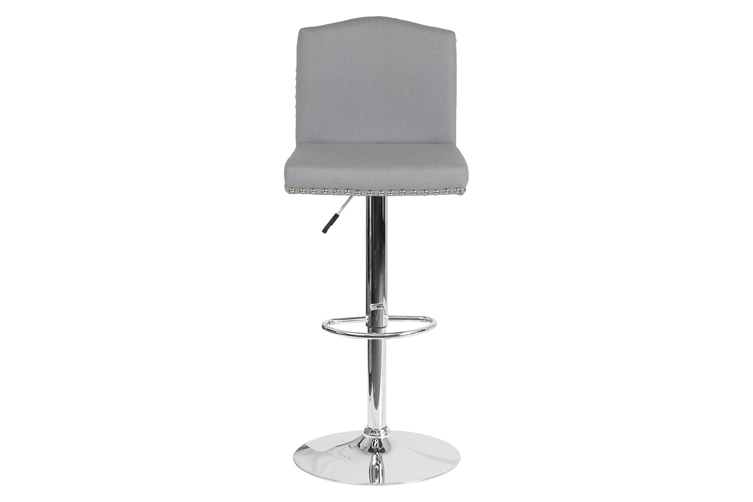 BLNK Bellagio Fabric Adjustable Height Bar Stool with Accent Nail Trim - Light Gray