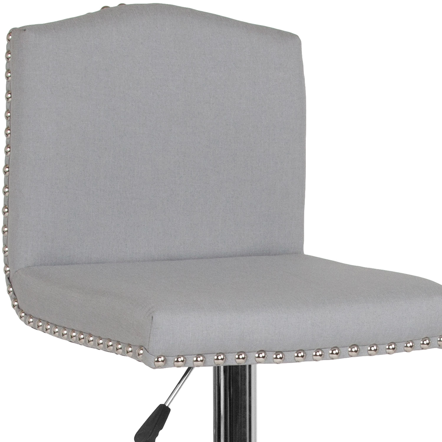 BLNK Bellagio Fabric Adjustable Height Bar Stool with Accent Nail Trim - Light Gray