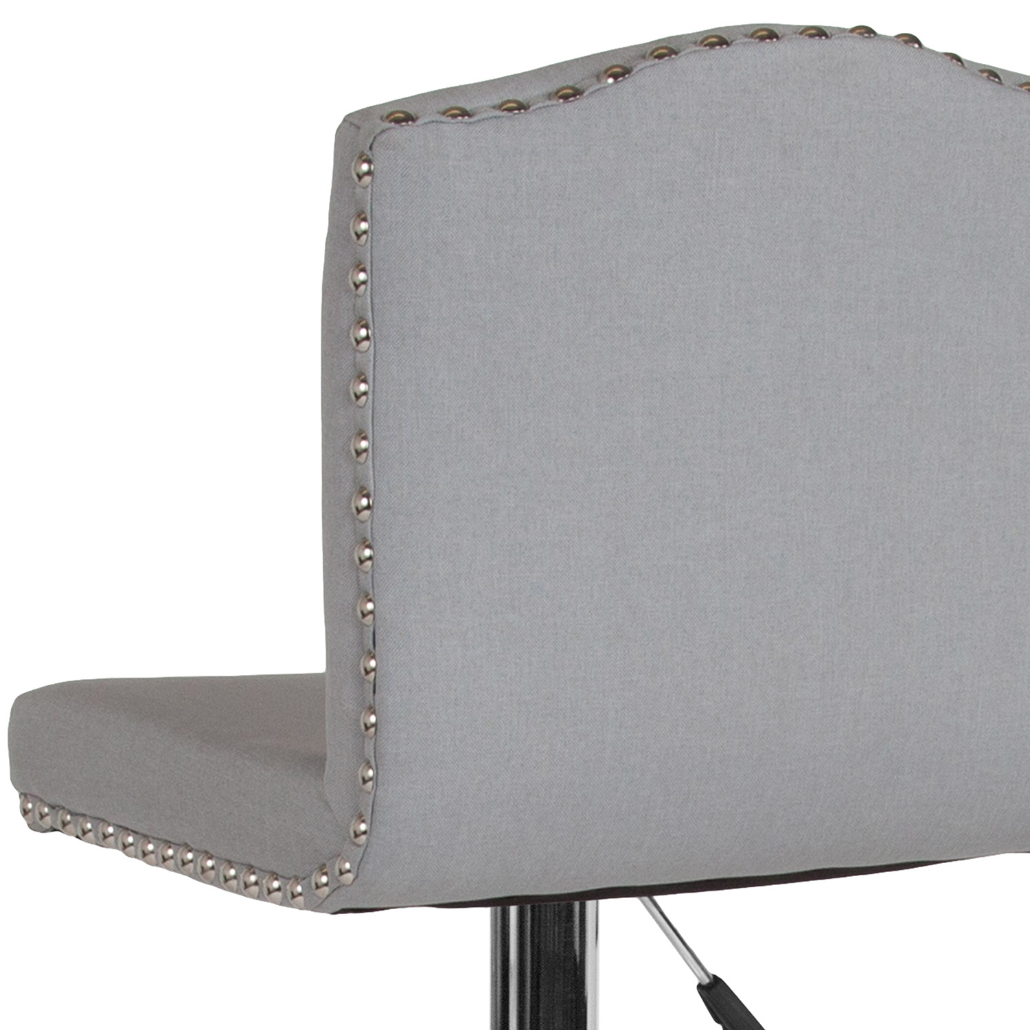 BLNK Bellagio Fabric Adjustable Height Bar Stool with Accent Nail Trim - Light Gray