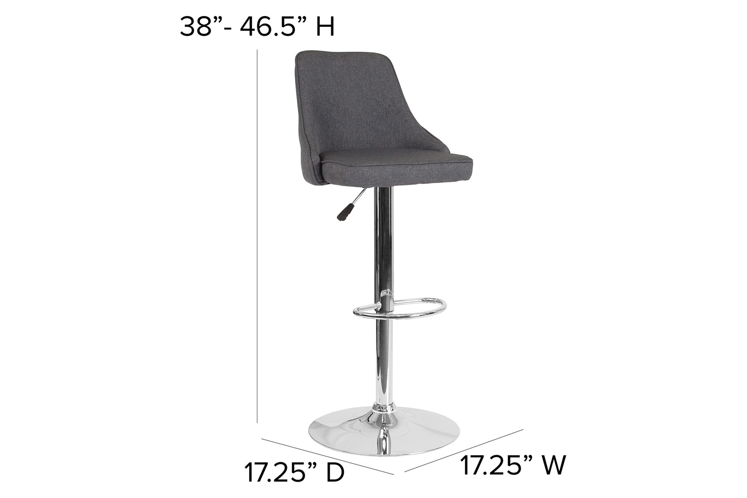 BLNK Trieste Fabric Adjustable Height Bar Stool - Dark Gray