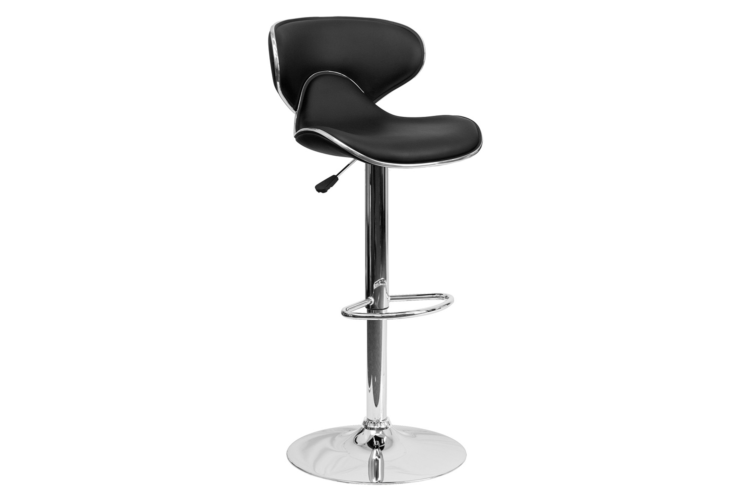 BLNK Devin Vinyl Cozy Mid-Back Adjustable Height Bar Stool with Chrome Base - Black