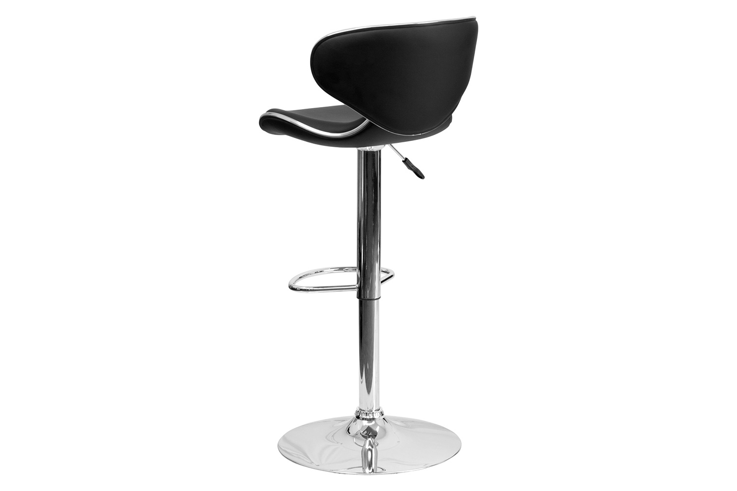 BLNK Devin Vinyl Cozy Mid-Back Adjustable Height Bar Stool with Chrome Base - Black