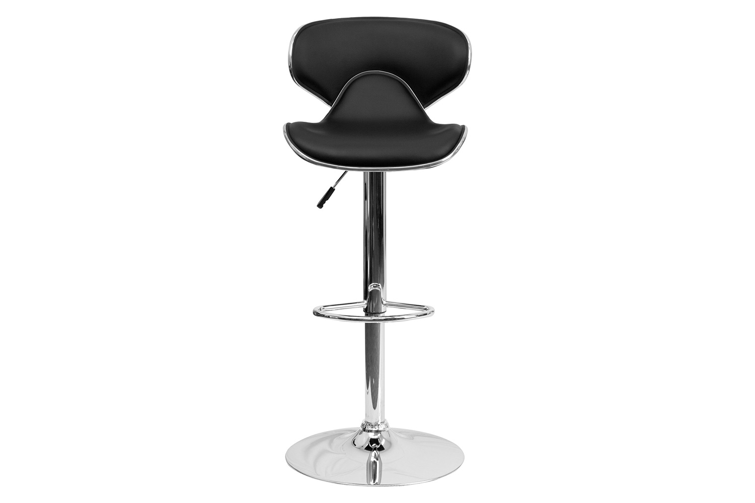 BLNK Devin Vinyl Cozy Mid-Back Adjustable Height Bar Stool with Chrome Base - Black