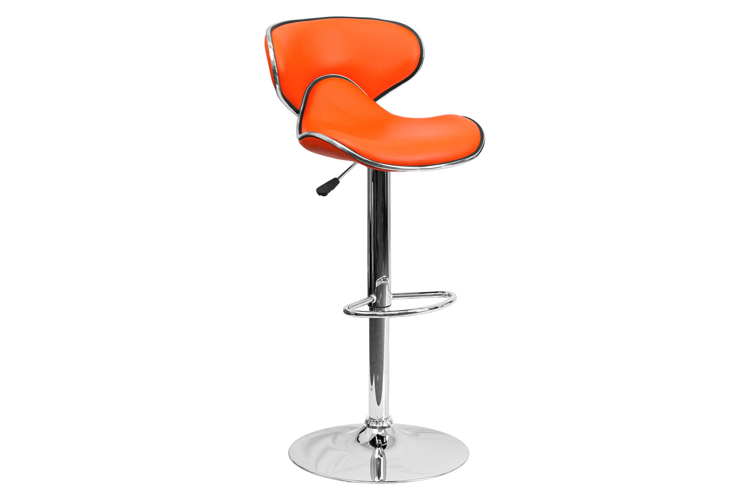 BLNK Devin Vinyl Cozy Mid-Back Adjustable Height Bar Stool with Chrome Base - Orange