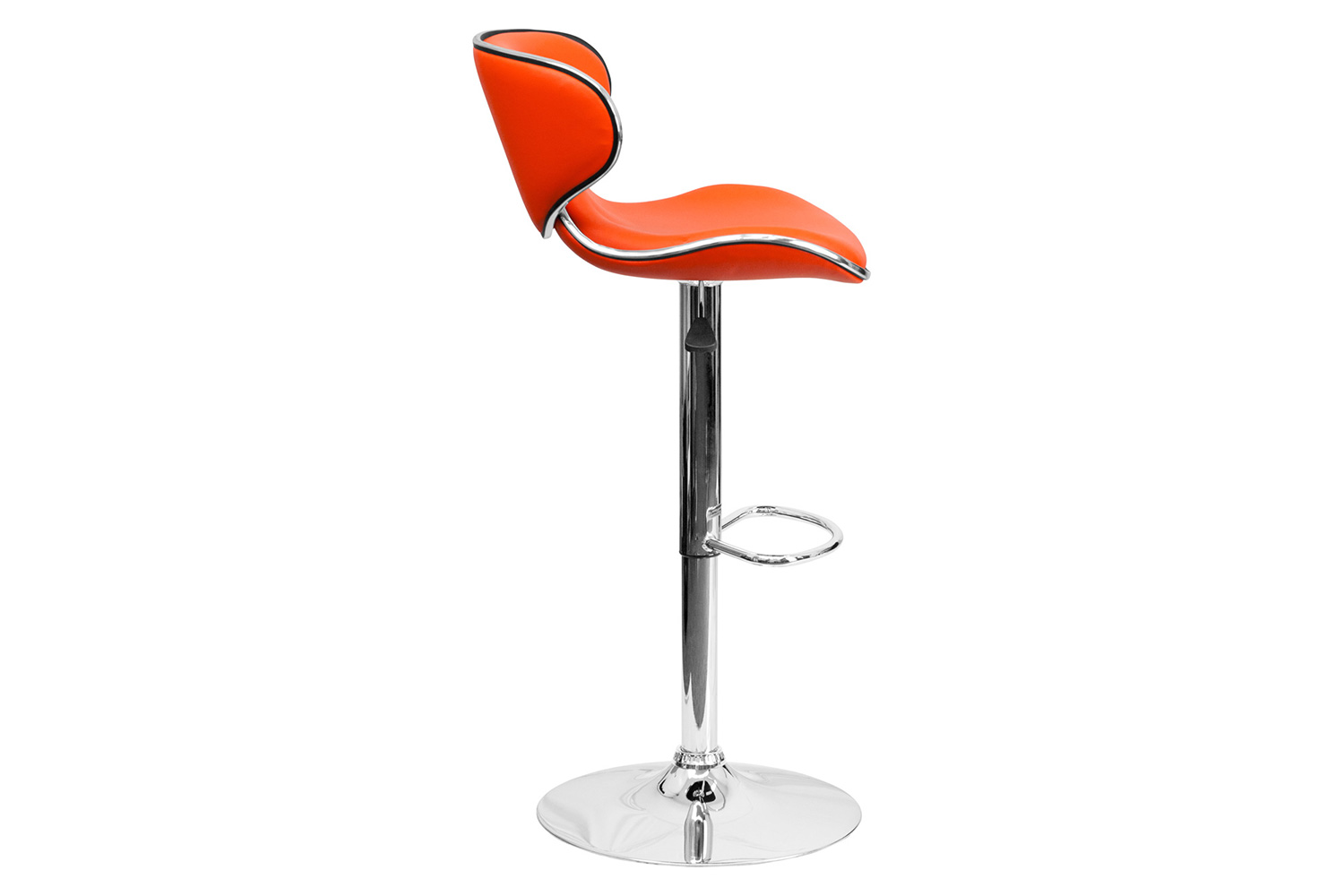 BLNK Devin Vinyl Cozy Mid-Back Adjustable Height Bar Stool with Chrome Base - Orange