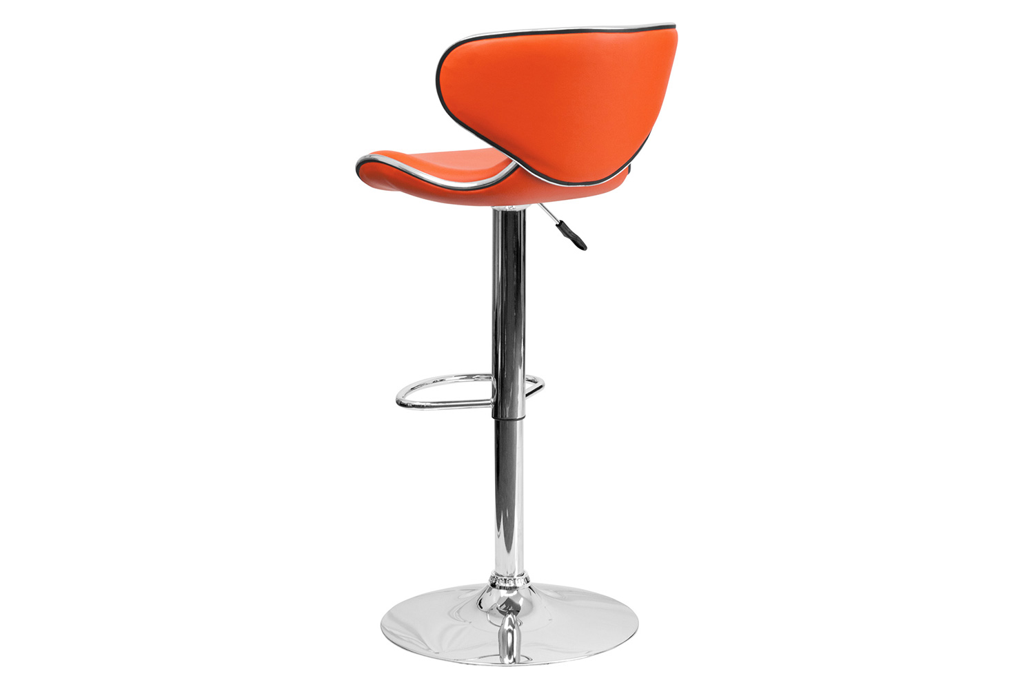 BLNK Devin Vinyl Cozy Mid-Back Adjustable Height Bar Stool with Chrome Base - Orange