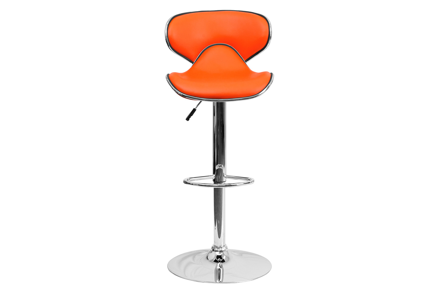 BLNK Devin Vinyl Cozy Mid-Back Adjustable Height Bar Stool with Chrome Base - Orange