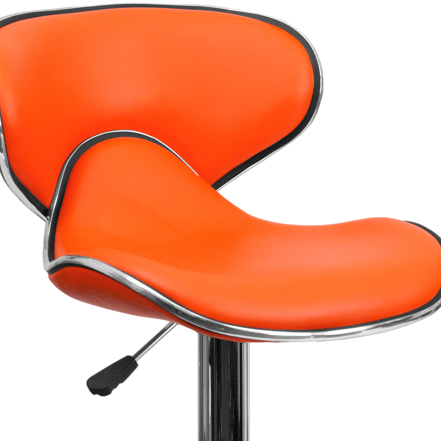 BLNK Devin Vinyl Cozy Mid-Back Adjustable Height Bar Stool with Chrome Base - Orange