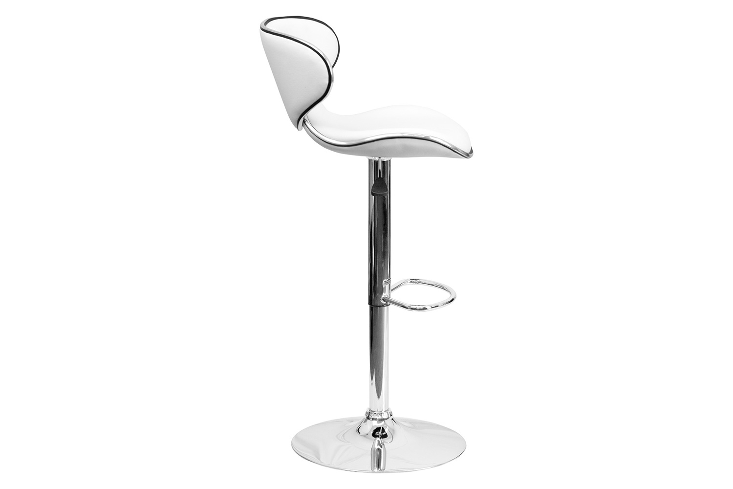 BLNK Devin Vinyl Cozy Mid-Back Adjustable Height Bar Stool with Chrome Base - White