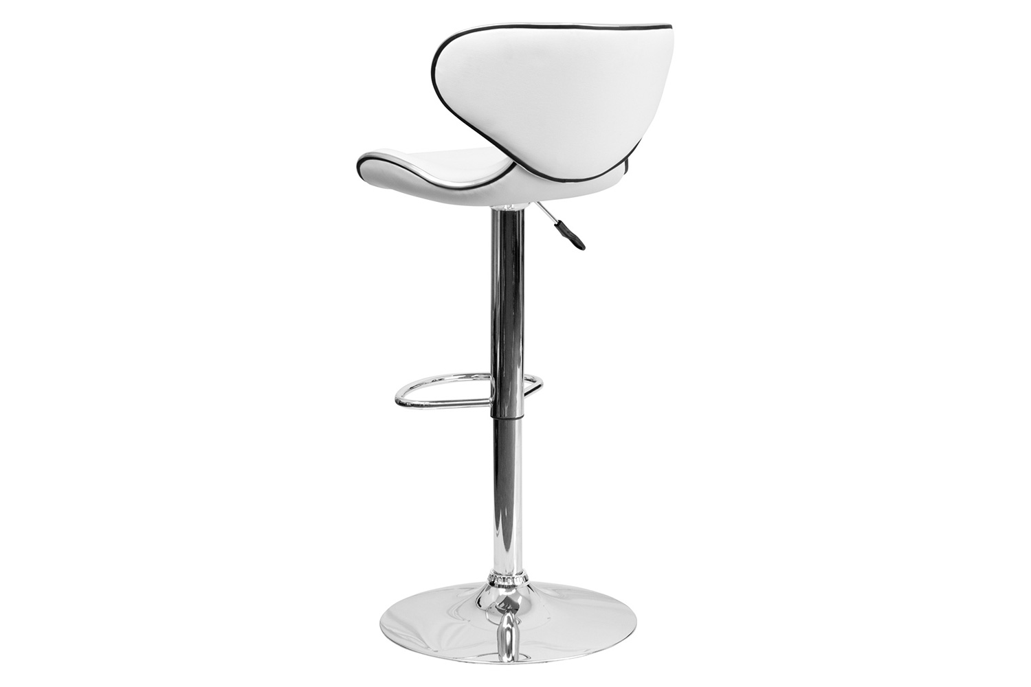 BLNK Devin Vinyl Cozy Mid-Back Adjustable Height Bar Stool with Chrome Base - White