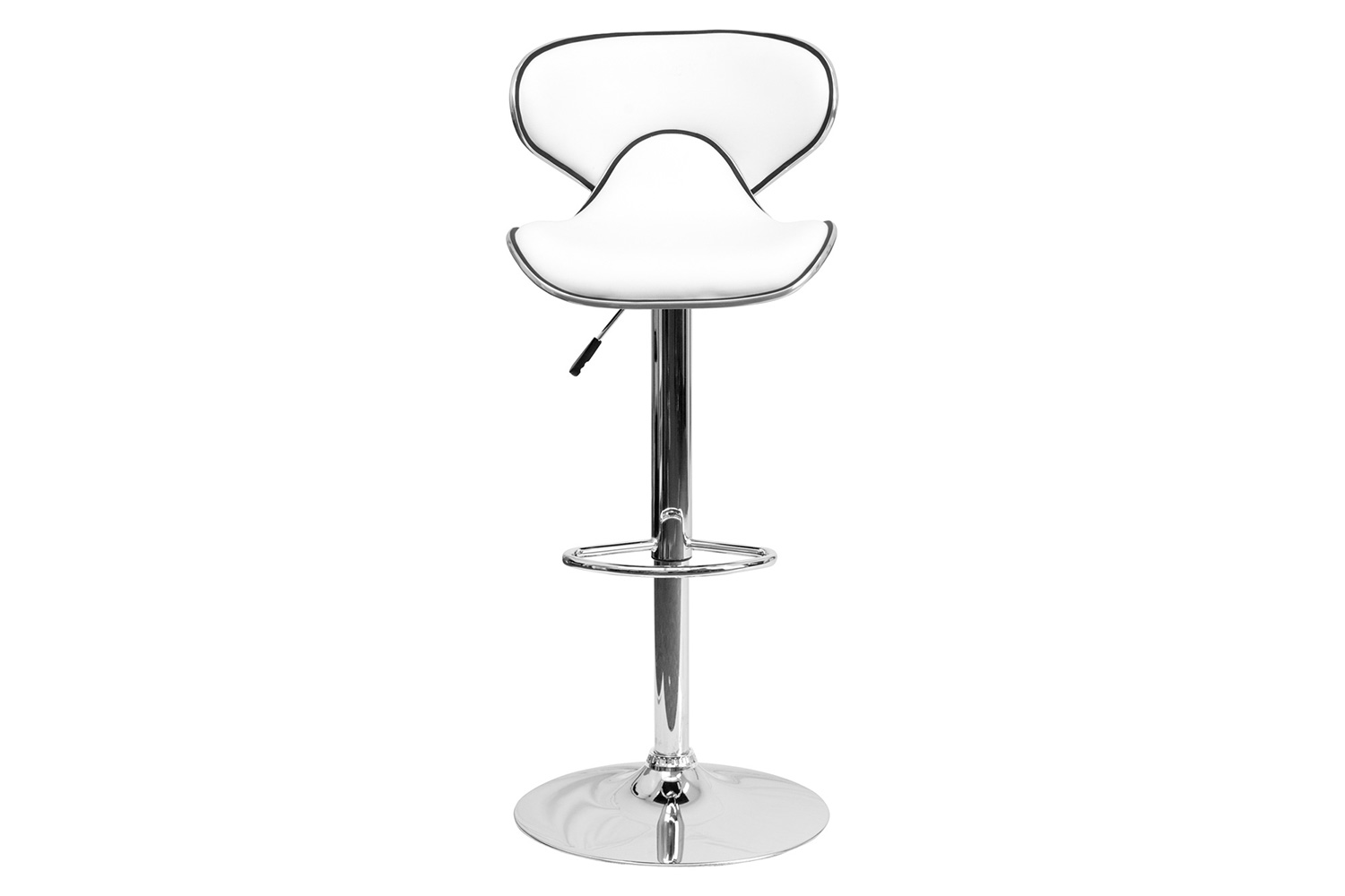 BLNK Devin Vinyl Cozy Mid-Back Adjustable Height Bar Stool with Chrome Base - White