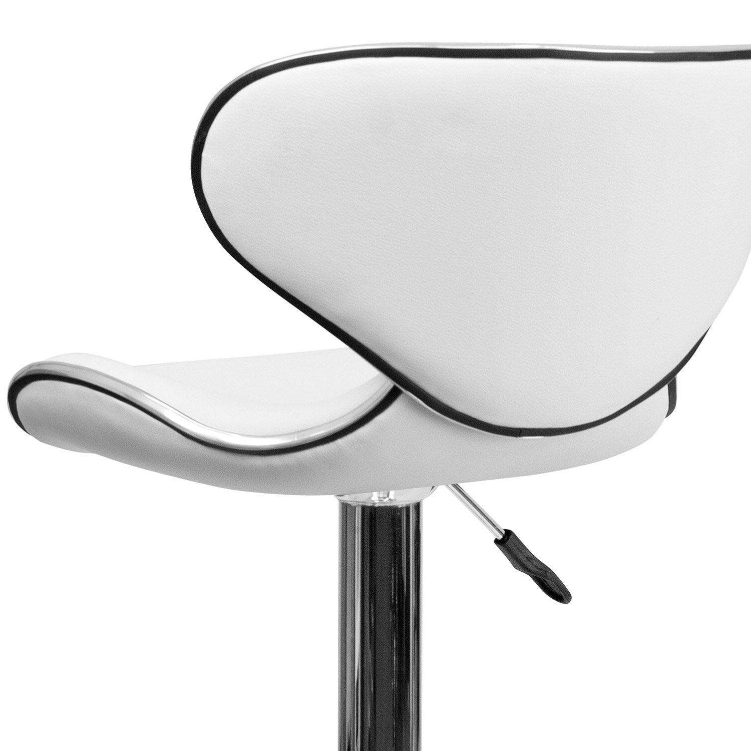 BLNK Devin Vinyl Cozy Mid-Back Adjustable Height Bar Stool with Chrome Base - White