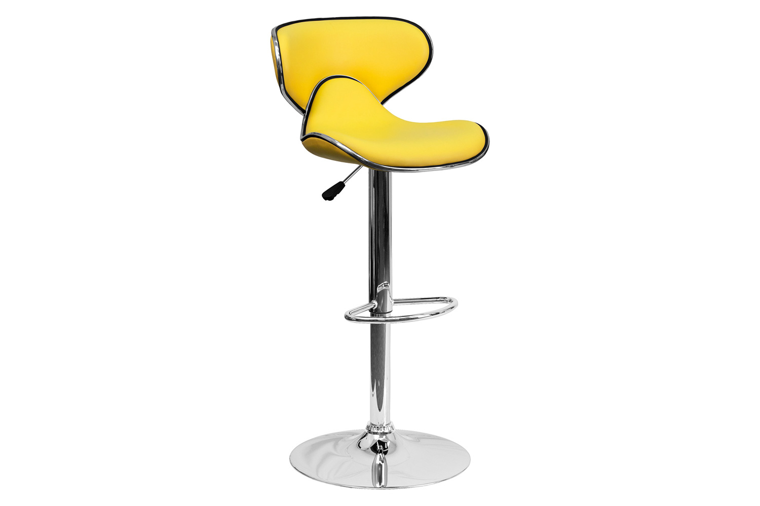 BLNK™ Devin Vinyl Cozy Mid-Back Adjustable Height Bar Stool with Chrome Base - Yellow