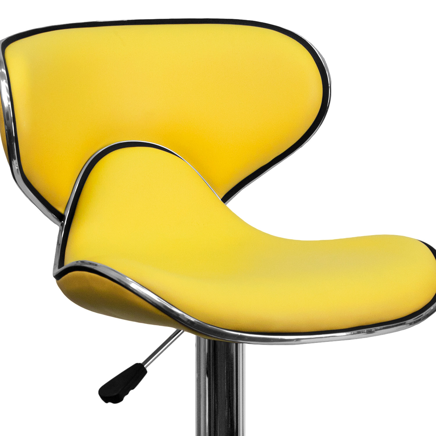 BLNK™ Devin Vinyl Cozy Mid-Back Adjustable Height Bar Stool with Chrome Base - Yellow