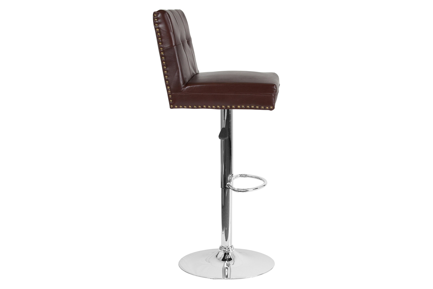 BLNK Ravello LeatherSoft Adjustable Height Bar Stool with Accent Nail Trim