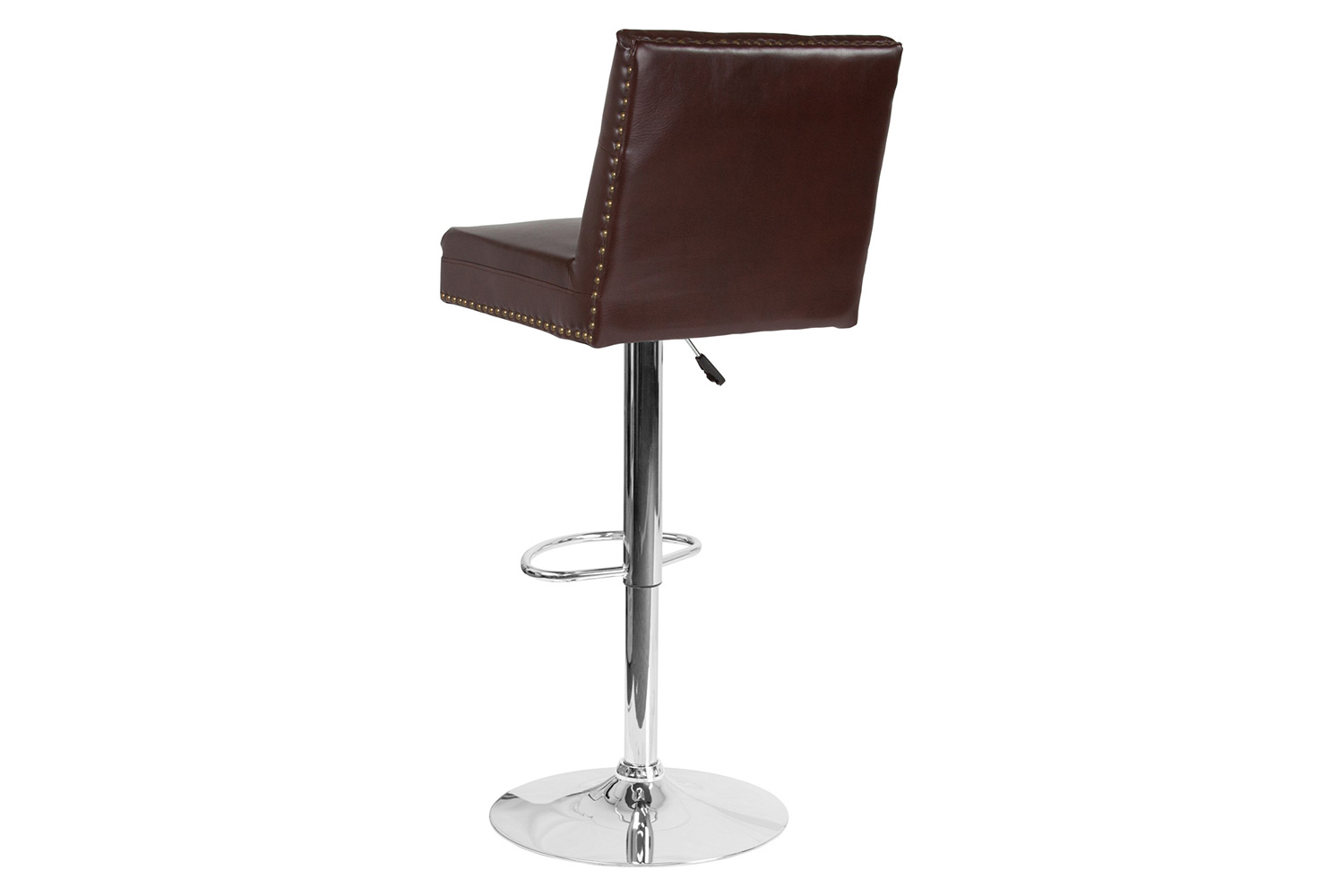 BLNK Ravello LeatherSoft Adjustable Height Bar Stool with Accent Nail Trim - Brown