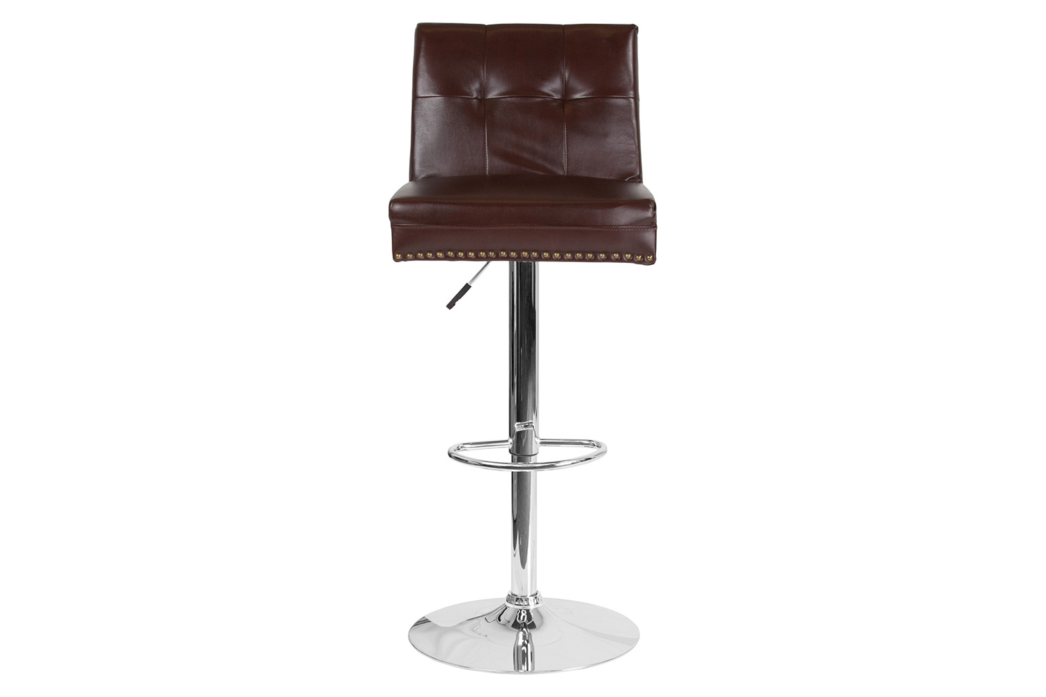 BLNK Ravello LeatherSoft Adjustable Height Bar Stool with Accent Nail Trim - Brown