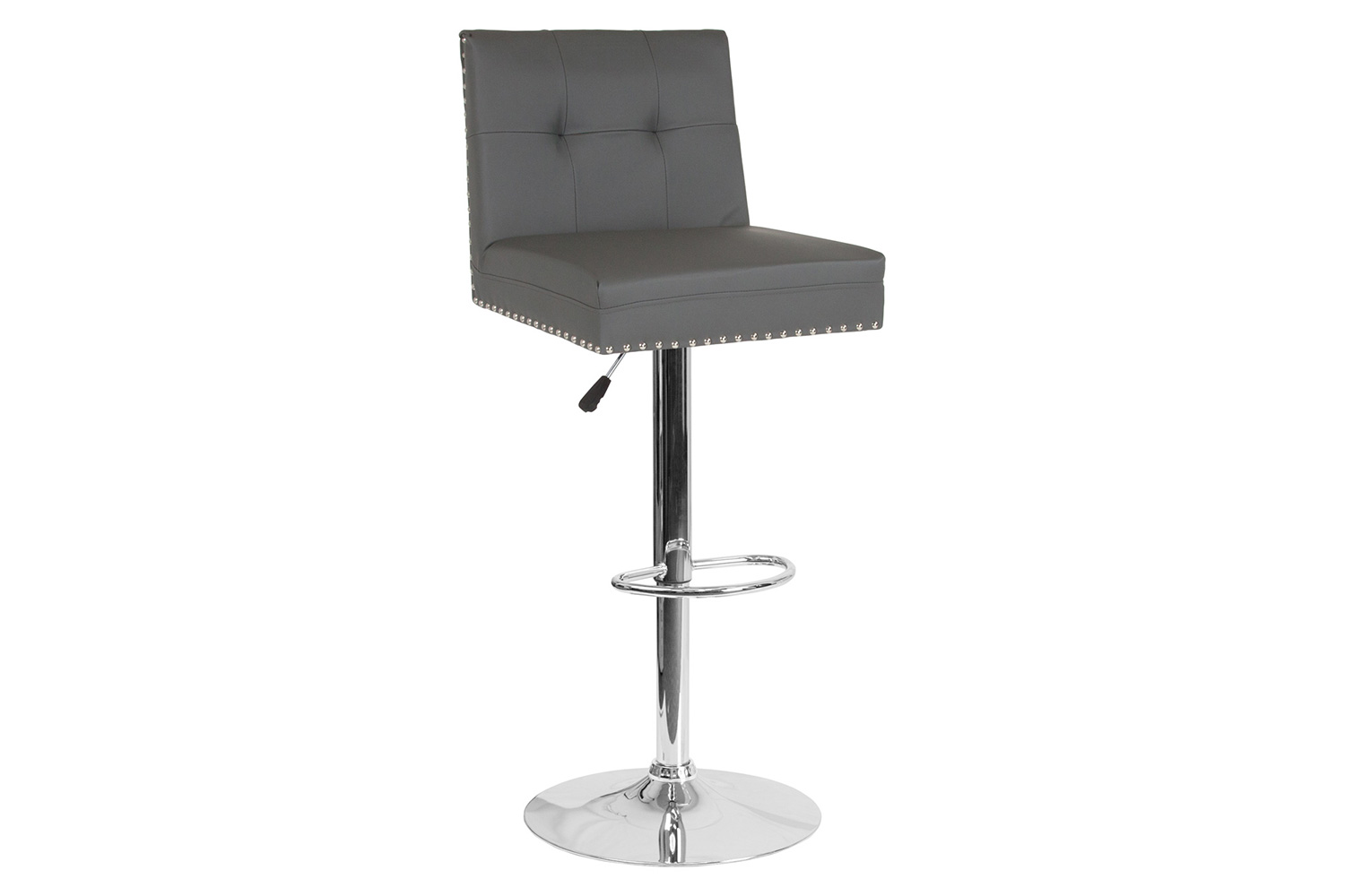 BLNK Ravello LeatherSoft Adjustable Height Bar Stool with Accent Nail Trim - Gray