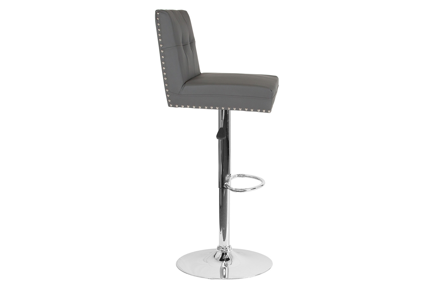 BLNK Ravello LeatherSoft Adjustable Height Bar Stool with Accent Nail Trim - Gray