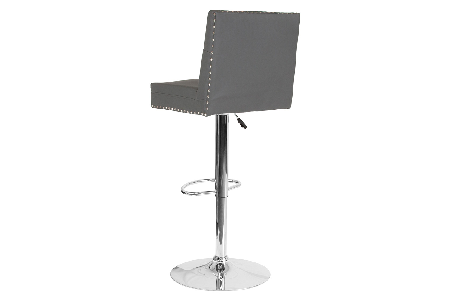 BLNK Ravello LeatherSoft Adjustable Height Bar Stool with Accent Nail Trim - Gray