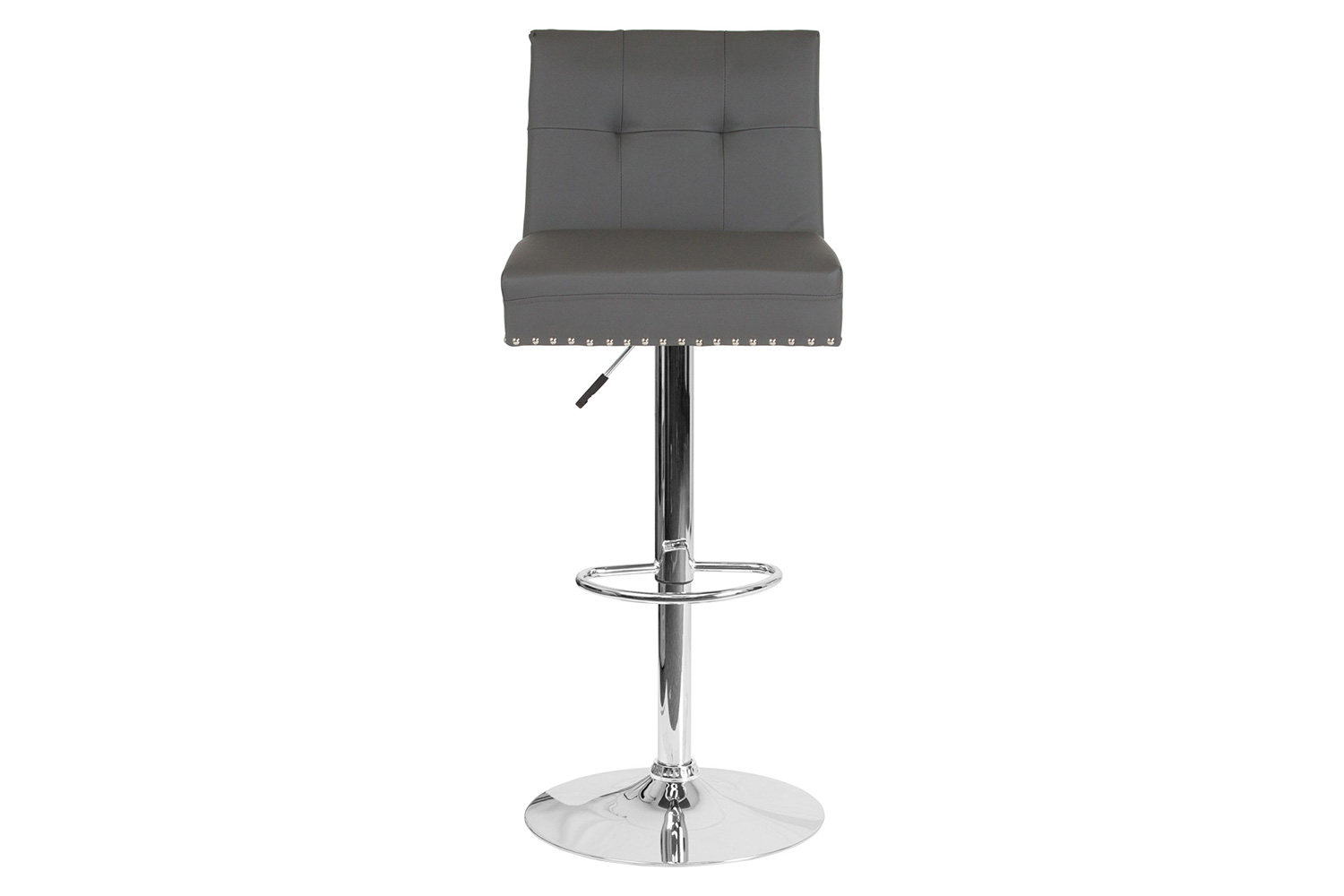 BLNK Ravello LeatherSoft Adjustable Height Bar Stool with Accent Nail Trim - Gray