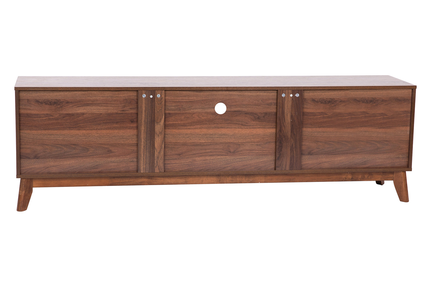 BLNK - Hatfield Mid-Century Modern TV Stand in Walnut for up to 65" TV's with Adjustable Center Shelf and Dual Soft Close Doors