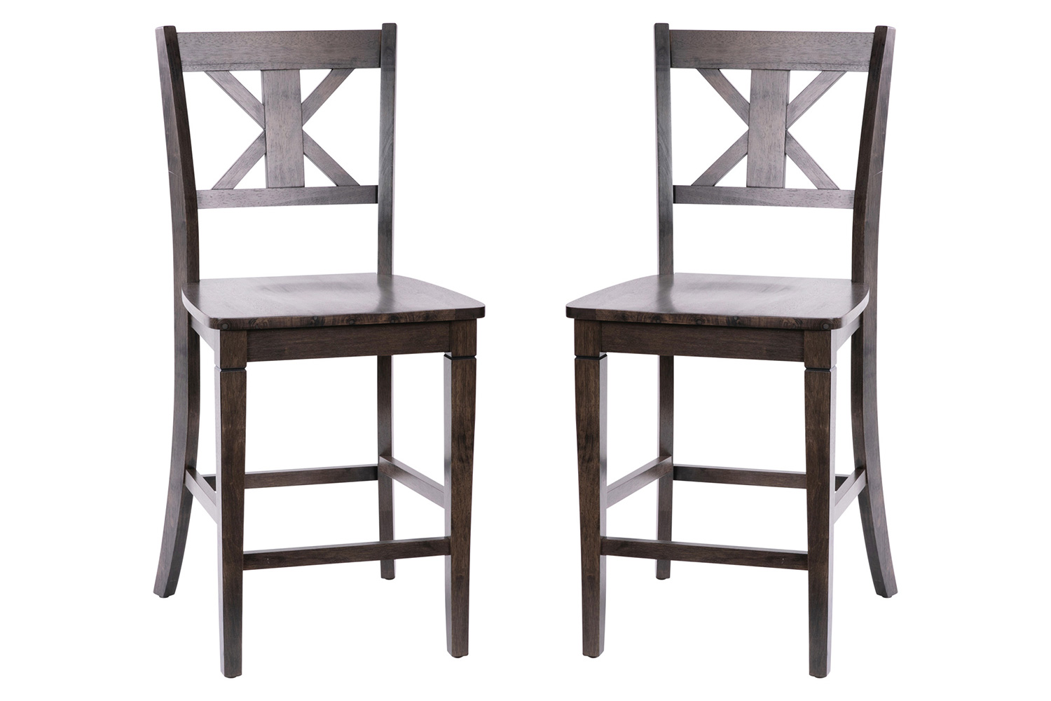 BLNK Gwendolyn Commercial Solid Wood Modern Farmhouse Counter Height Bar Stool Set of 2 - Gray Wash Walnut