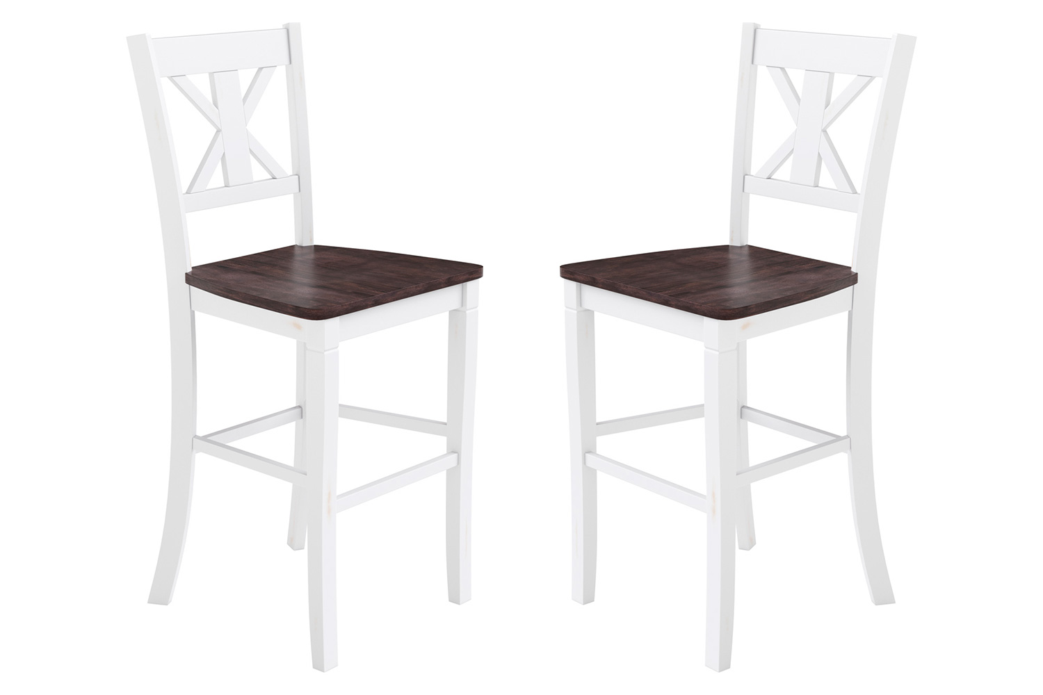 BLNK Gwendolyn Commercial Solid Wood Modern Farmhouse Bar Stool Set of 2 - Antique White Wash