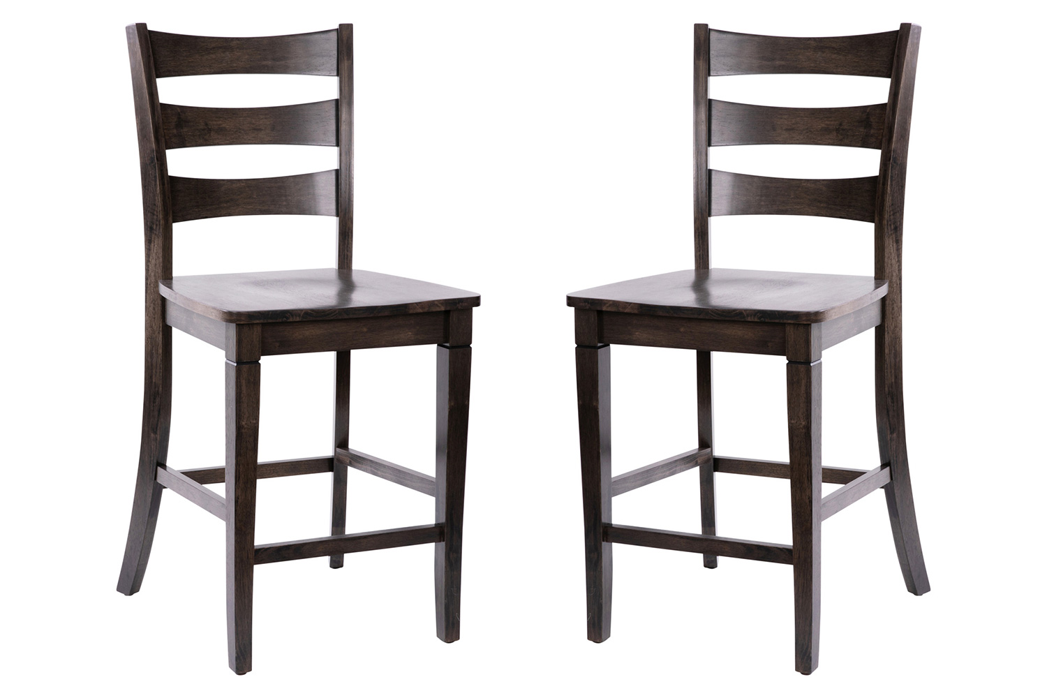 BLNK Liesel Commercial Wood Classic Ladderback Counter Height Bar Stool with Solid Wood Seat Set of 2 - Gray Wash Walnut