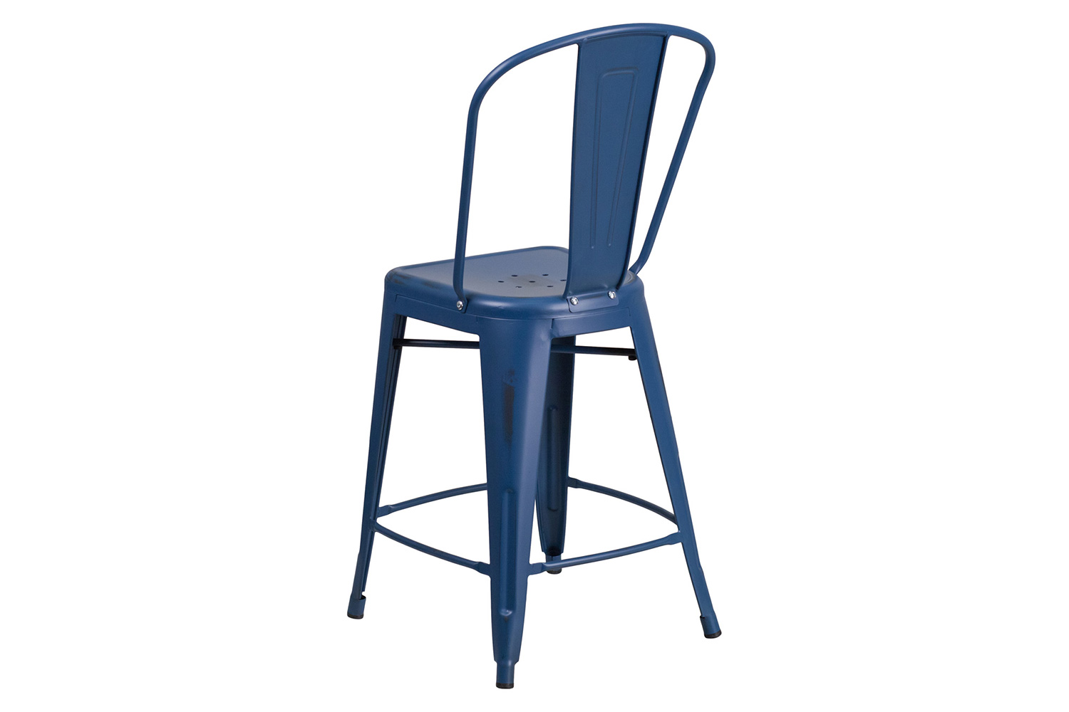 BLNK™ Carly Commercial Metal Distressed Indoor-Outdoor Counter Height Stool - Antique Blue