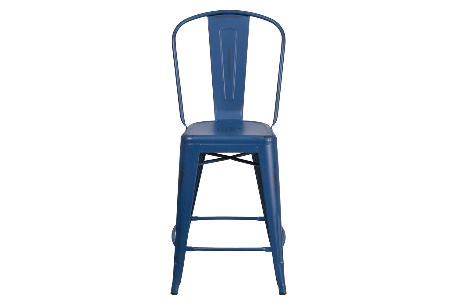 BLNK™ Carly Commercial Metal Distressed Indoor-Outdoor Counter Height Stool - Antique Blue