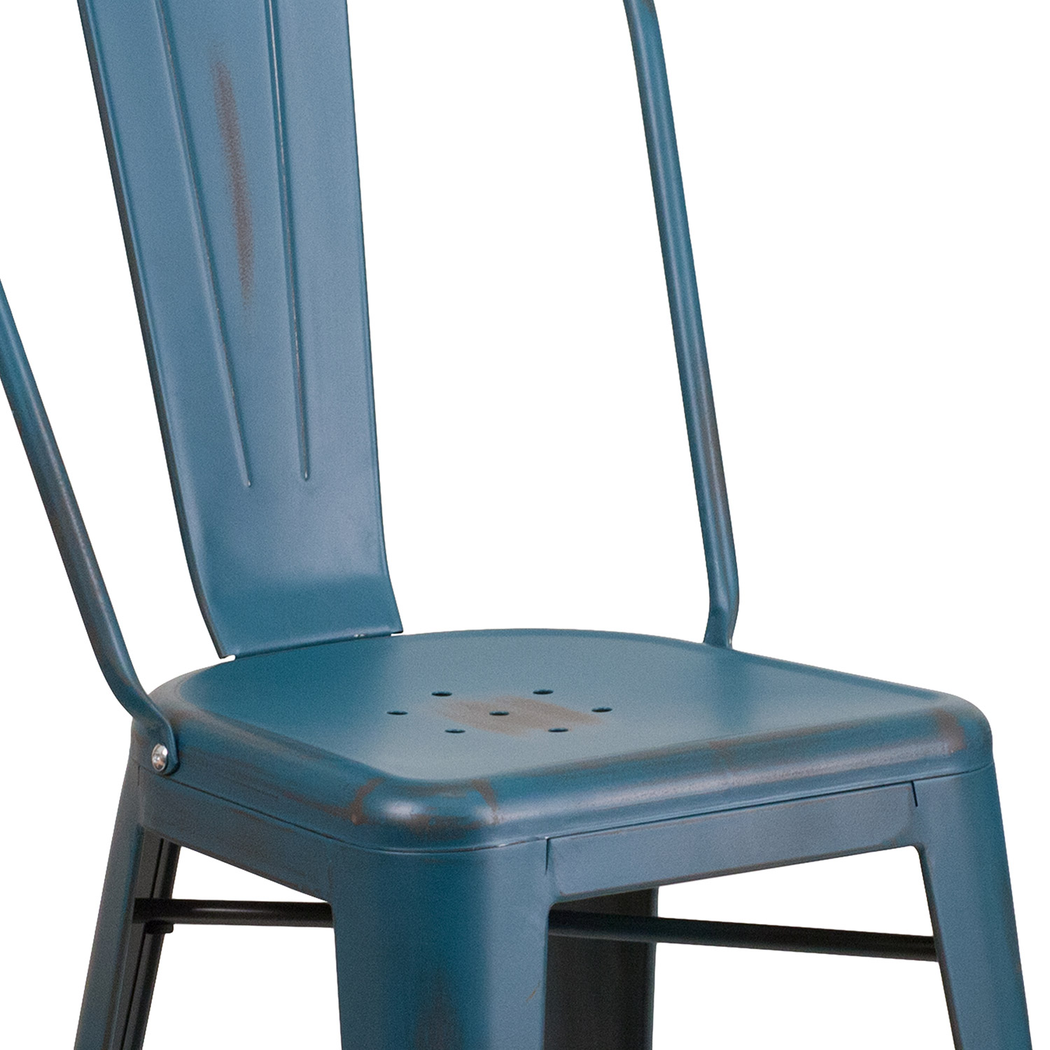 BLNK™ Carly Commercial Metal Distressed Indoor-Outdoor Counter Height Stool - Antique Blue