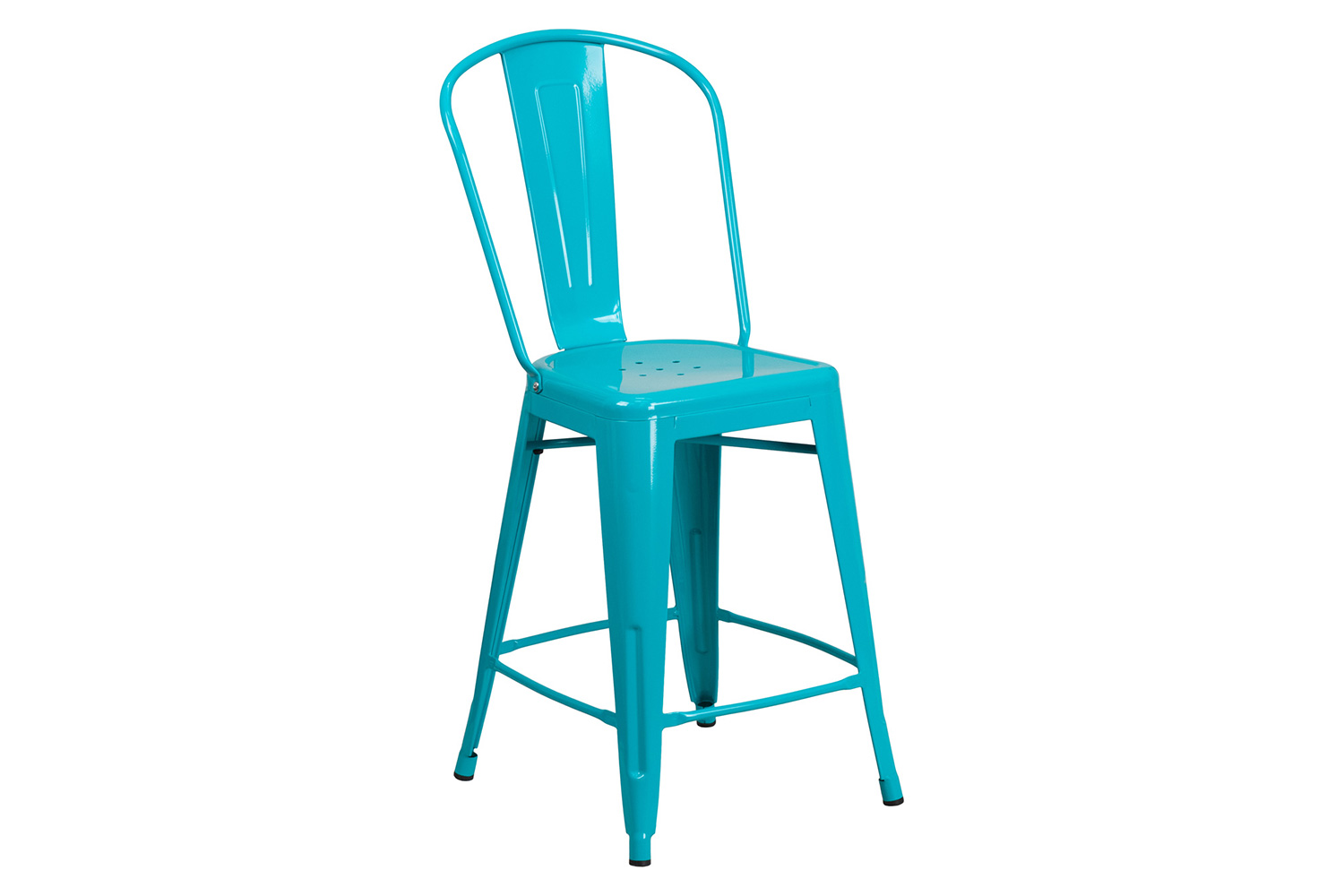 BLNK Carly Commercial Metal Indoor-Outdoor Counter Height Stool - Crystal Teal/Blue